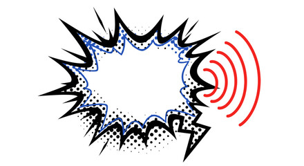 Comic Sound Effect Speech Bubble with Explosion and Sound Waves on Isolated White Background © AHMAD KHOIRI