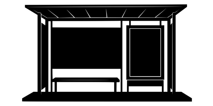 Modern Bus Stop Shelter Silhouette Vector - Urban Infrastructure Icon