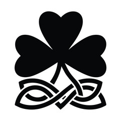 Naklejka premium Clover shamrock with celtic knot base icon for traditional irish saint patrick day design