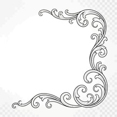 Fototapeta premium Elegant Vintage Floral Corner Ornament Decorative Scrollwork