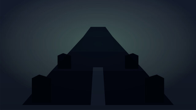 Silhouette of a mysterious house against a dark sky Vector