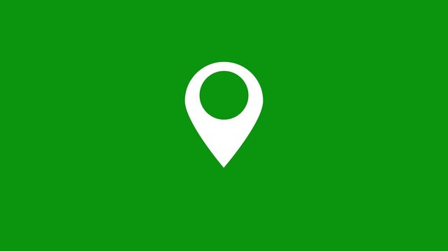 Location map pointer icon symbols loop animation on green background. Country GPS location tracking icon.