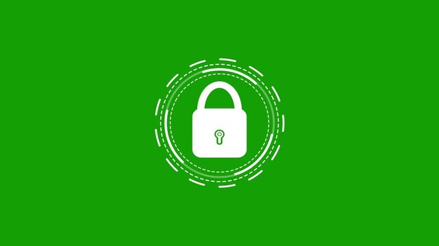 Minimalist futuristic security lock icon on transparent green background. Animated of safety icon, security icon, privacy icon, password icon.