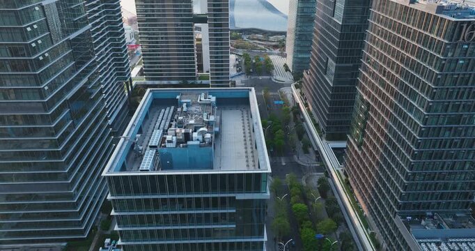 Aerial footage of landscape in shenzhen city, China 