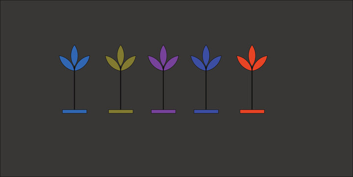 Colorful Plant Sprouts Growth on drake Background