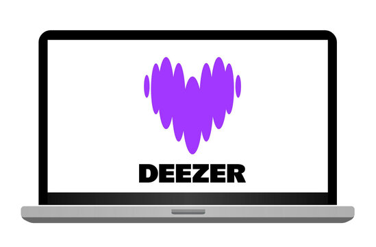 Deezer, music streaming service on a laptop screen