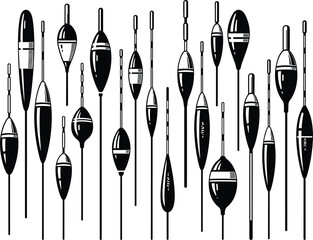 Fishing Float Icon Set Featuring Various Designs for Fishing Gear and Outdoor Sport Illustrations © Bappi