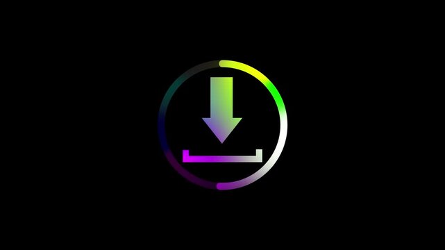 Download button. Arrow to down in a circle, blue, turquoise color, loading from the internet, information, file, zipped folder, buy, online, speed, media, music, image. Vector illustration