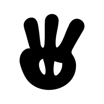 Peace sign, hand gesture, black symbol, vector icon