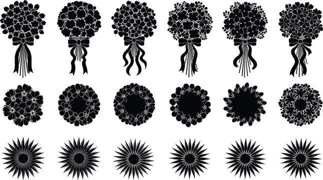 Collection of Various People Silhouette Poses Standing Walking Sitting Couples and Groups Black Huma