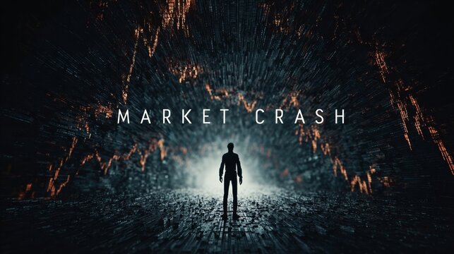 A man stands alone in a dark tunnel with a bright light ahead