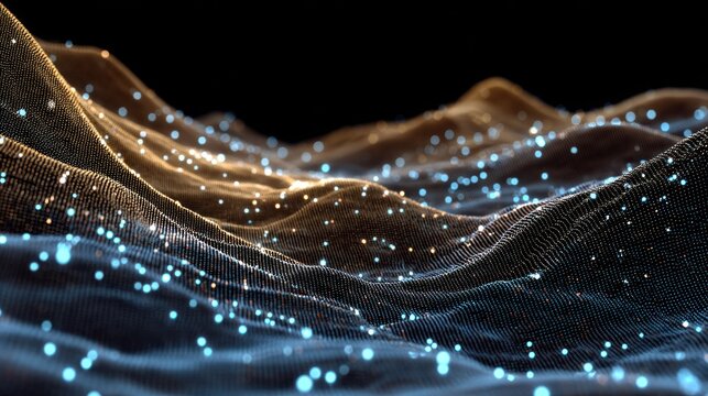 Abstract digital landscape with glowing dots