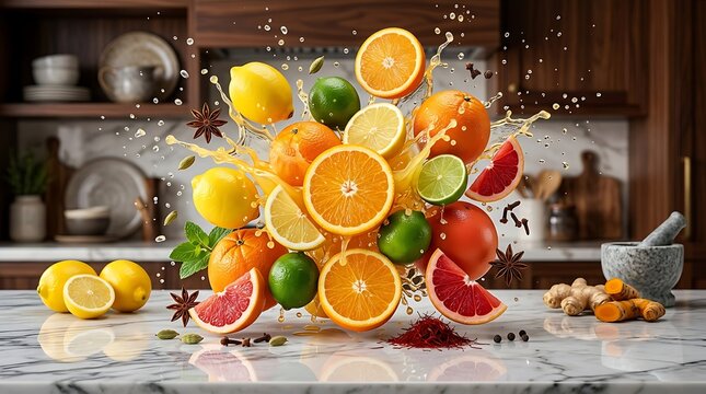 Segarnya Percikan Jeruk, Lemon, dan Jeruk Bali Merah untuk Minuman Sehat dan Masakan Lezat di Dapur Modern