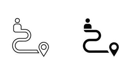 Navigation path with location pin icon set as vector illustration showing user journey and route tracking for map applications and logistics management systems © Meghna