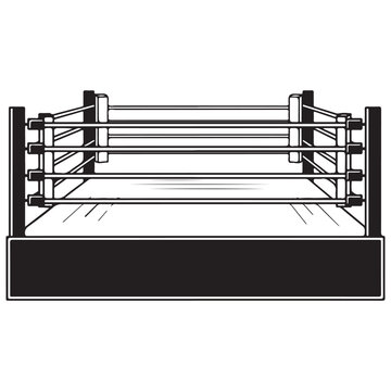 Boxing ring vector illustration with ropes and corner posts for sports competition and martial arts graphic design