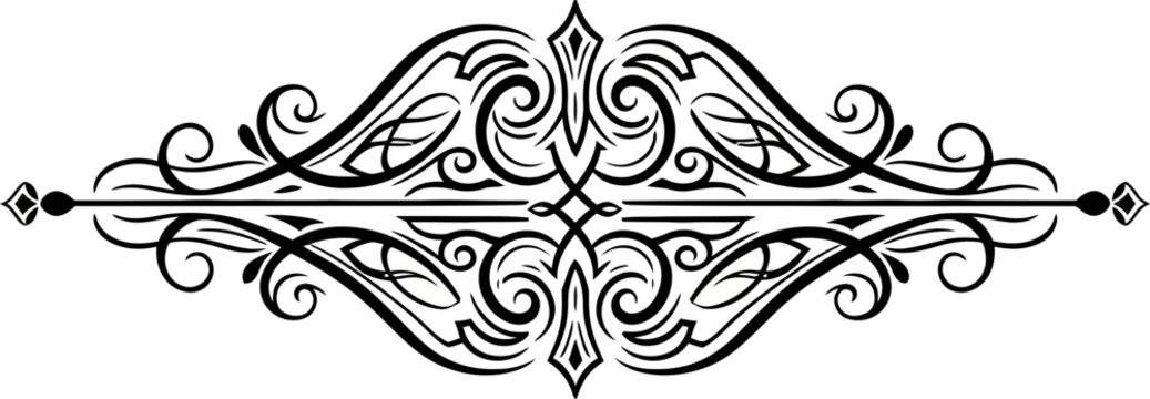 Intricate black ornamental design element.