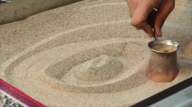 The scene highlights rich cultural heritage, aromatic brewing techniques, and the authentic coffee-making process, enhanced by warm natural lighting and a visually.