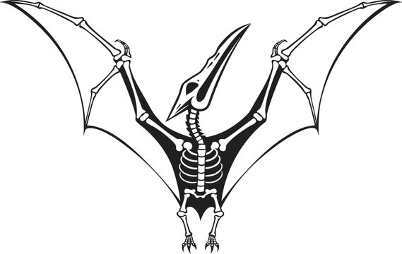 Flying bat skeleton vector illustration, flat design