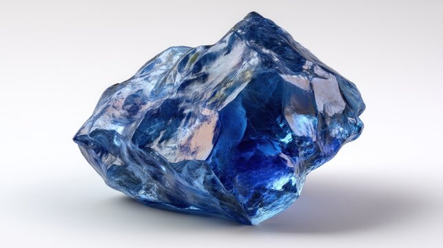 Transparent blue crystal gemstone isolated