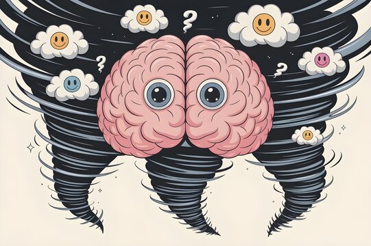 Anthropomorphic brain in emotional tornado