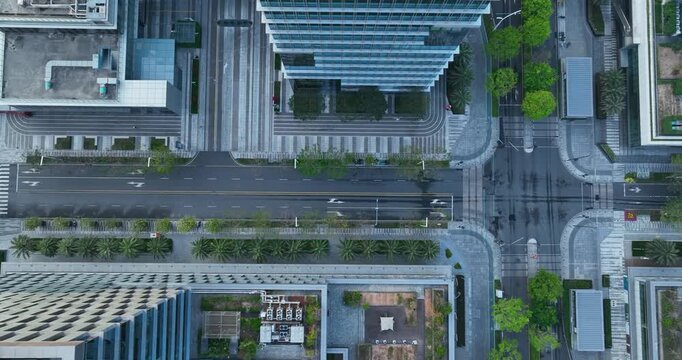 Aerial footage of landscape in shenzhen city, China 