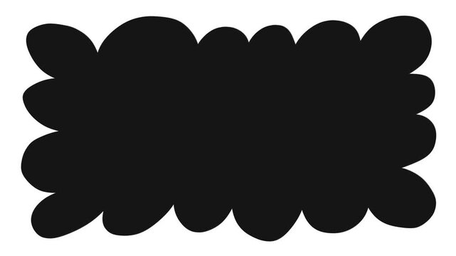 Black cartoon bubble frame looped animation on white background. Hand drawn high-contrast cartoon-style border. For comic book transitions, children's video content, fun social media. Copy apace