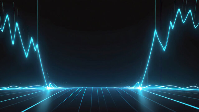 Blue financial chart over grid floor