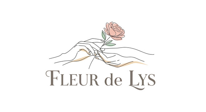 Fleur de Lys logo with rose.