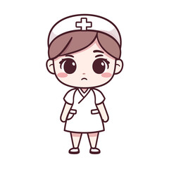 Fototapeta premium A kawaii nurse illustration, featuring a smiling woman in a white uniform and hat