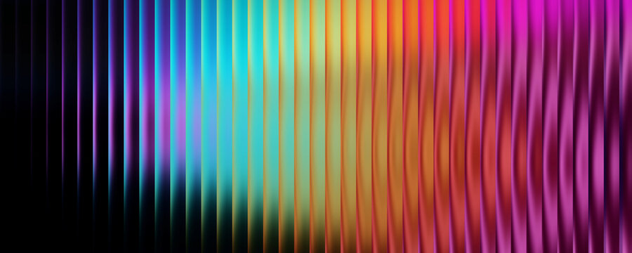 Vertical gradient stripes with glowing blue, yellow, orange, and pink light transitions on dark background
