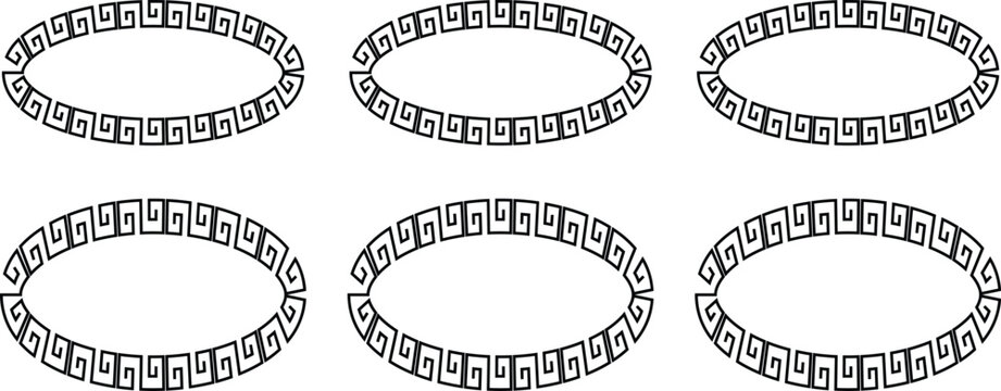 Collection of ancient Greek meander patterns and borders vector illustration