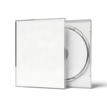 Blank cd or dvd case with disc inside isolated on white background