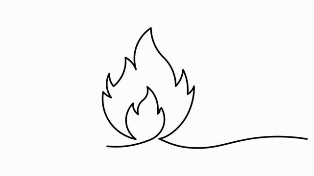 Flame fire 4K animation forming heat energy symbol minimal line design