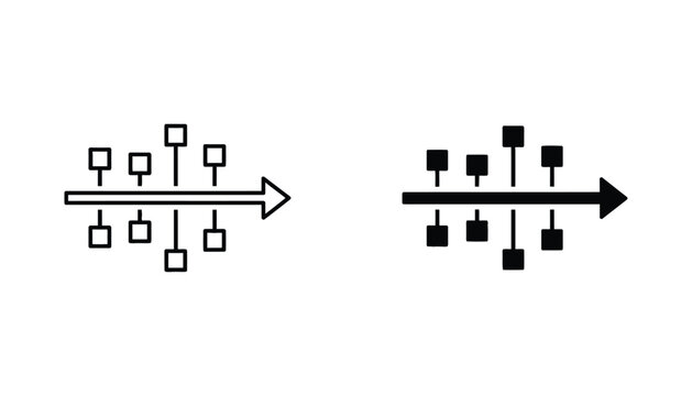 Fishbone diagram icon set for root cause analysis and quality management process visualization