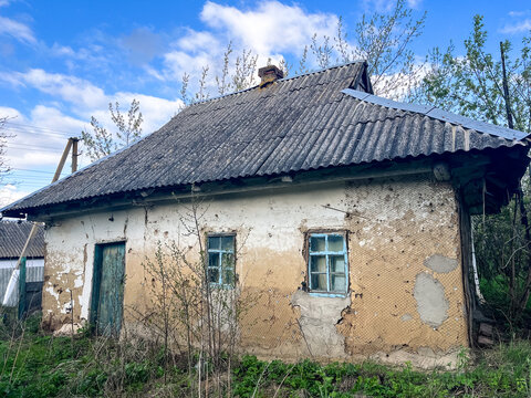 A very old village house with shabby walls