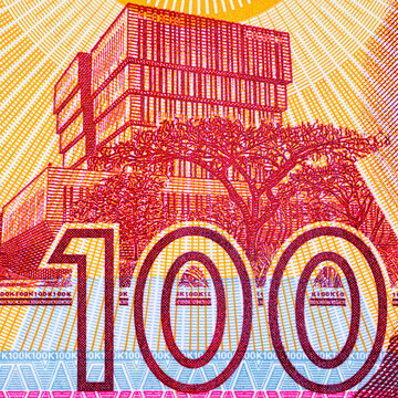 100 Malawi Kwacha Banknote fragment for designers. Money of Malawi and Africa.