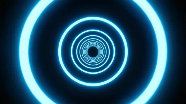Glowing blue concentric circles on black background.