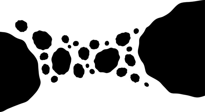 Floating asteroid field silhouette with irregular space rocks