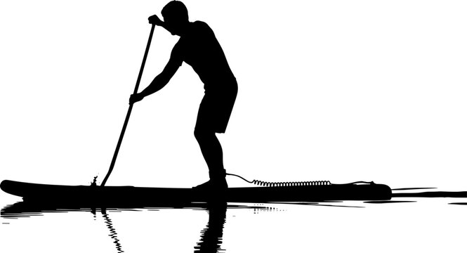 Man on stand up paddleboard silhouette