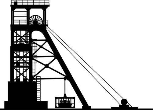 Mining headframe derrick for underground resource extraction