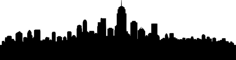 Obraz premium Urban city skyline silhouette with various skyscrapers and tall buildings