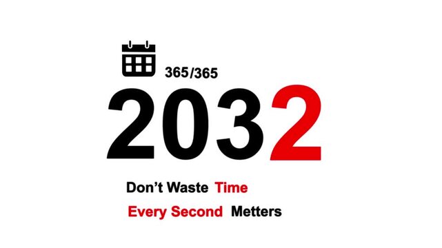 New year text design with motivational background. Modern and minimal 2032 new year background with bold typography and motivational message. 2032 New Year Countdown animation.