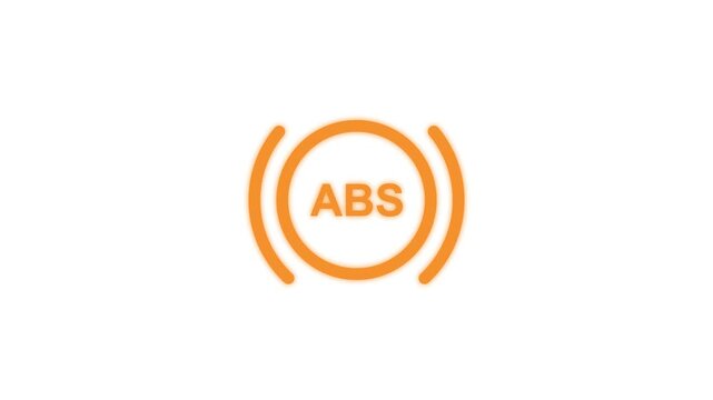 Anti lock Braking System ABS warning light blinking animation. ABS Warning Icon.