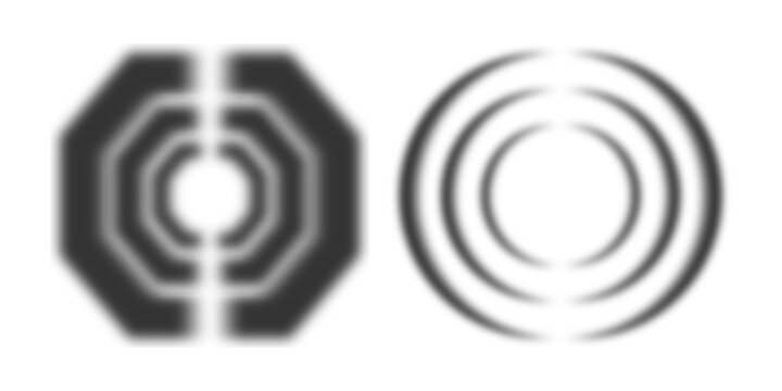 Abstract geometric shapes with concentric octagons and circles on transparent background