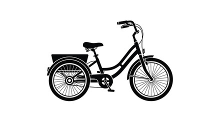 Fototapeta premium Black and white silhouette of a three wheeled adult tricycle