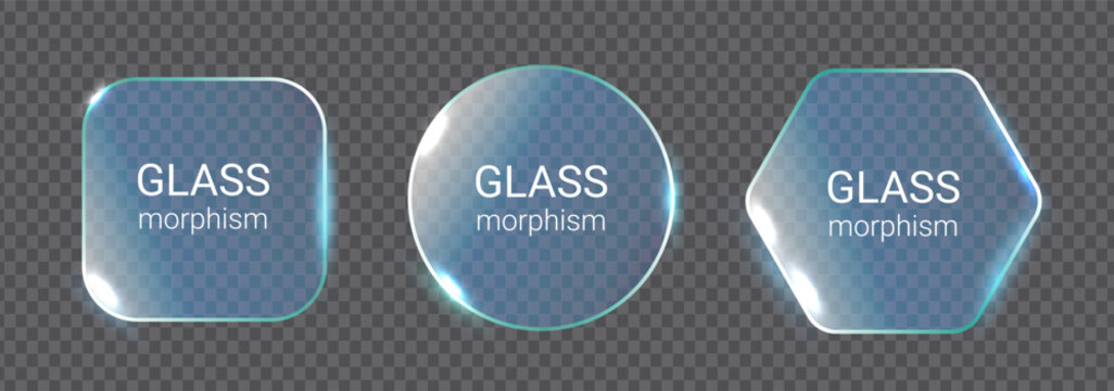 Glassmorphism icons float on grey background
