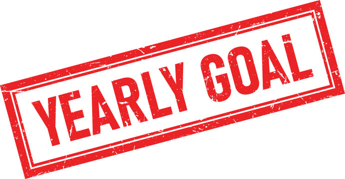 Yearly Goal in Red Ink with Border Rectangle Rubber Stamp Design
