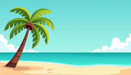 Obraz premium Tropical Paradise with Coconut Palm Trees on Serene Beach Landscape