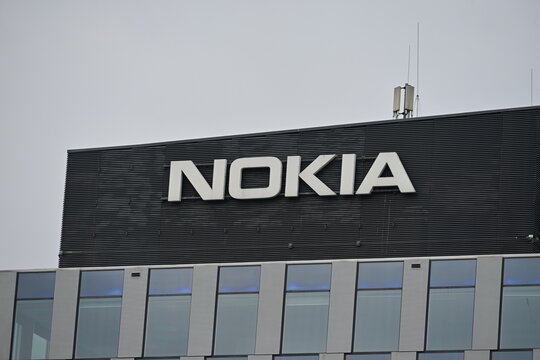 Nokia Company Logo on Office Building Facade in Wroclaw Poland
