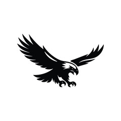 Fototapeta premium PrintBlack Eagle Silhouette with Spread Wings Logo icon